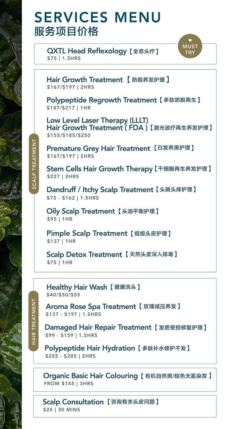 Hair and Scalp Treatment Full Price List